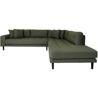 Sofa Eckgarnitur Oliv aus Webstoff und Eiche Massivholz 257 cm breit von 4Home