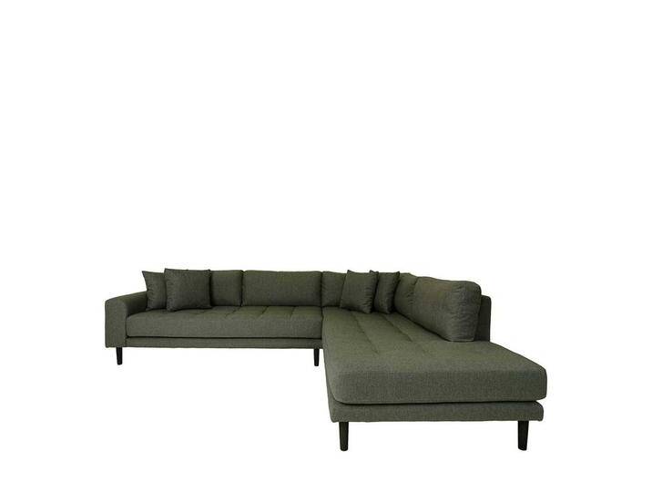 Sofa Eckgarnitur Oliv aus Webstoff und Eiche Massivholz 257 cm breit von 4Home