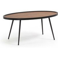 Sofa Tisch in Walnussfarben und Schwarz rund von 4Home