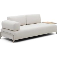 Sofa mit Stecktisch in Beige Chenille 232 cm breit - 98 cm tief von 4Home