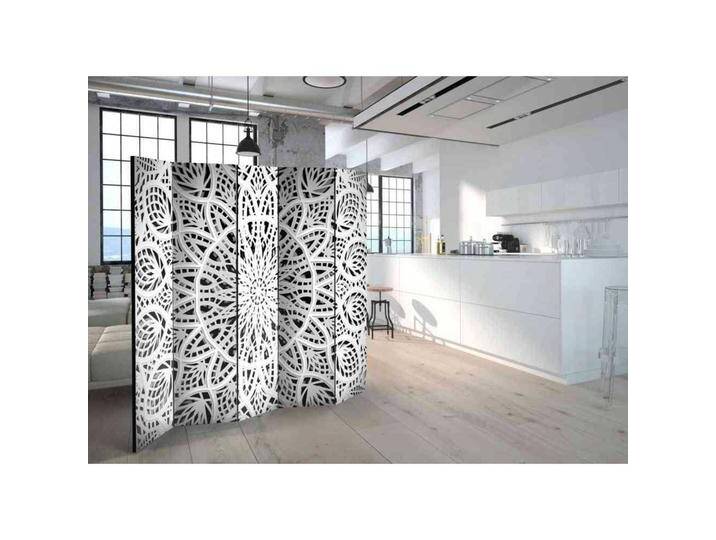 Spanische Trennwand Mandala Motiv Weiß und Schwarz von 4Home