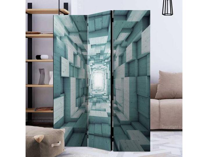 Spanische Wand in Blaugrau 3D Holzoptik Motiv von 4Home