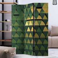 Spanische Wand in Grün und Goldfarben geometrischem Dreieck Muster von 4Home