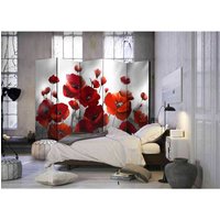 Spanische Wand mit Mohnblumen Motiv Rot und Grau von 4Home