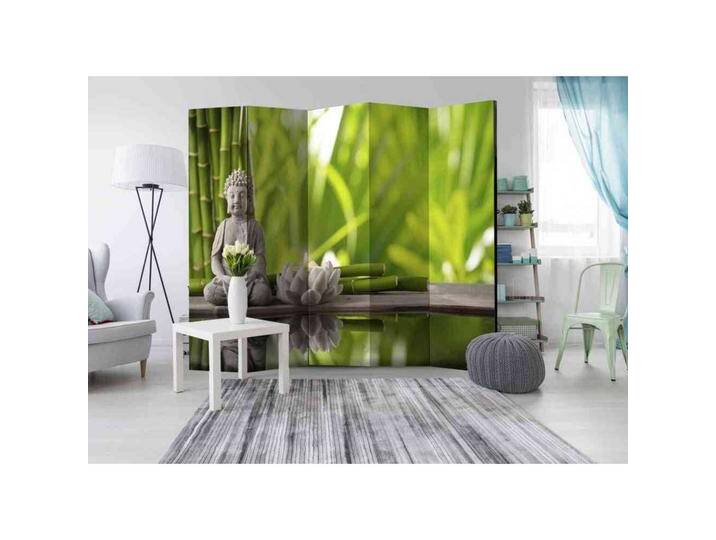 Spanische Wand mit Stein Buddha und Blüte Grün und Grau von 4Home