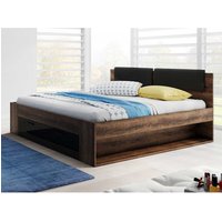 Stauraum Bett 140x200 cm in Wildeiche dunkel & Schwarz 94 cm hoch von 4Home