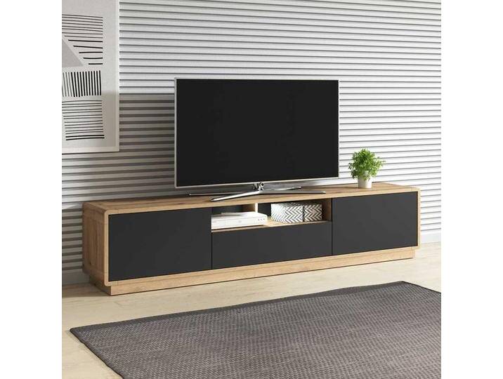 TV Lowbord in Wildeichefarben und Schwarz Push to open Funktion TV Lowbord in Wildeichefarben und Schwarz Push to open Funktion von 4Home