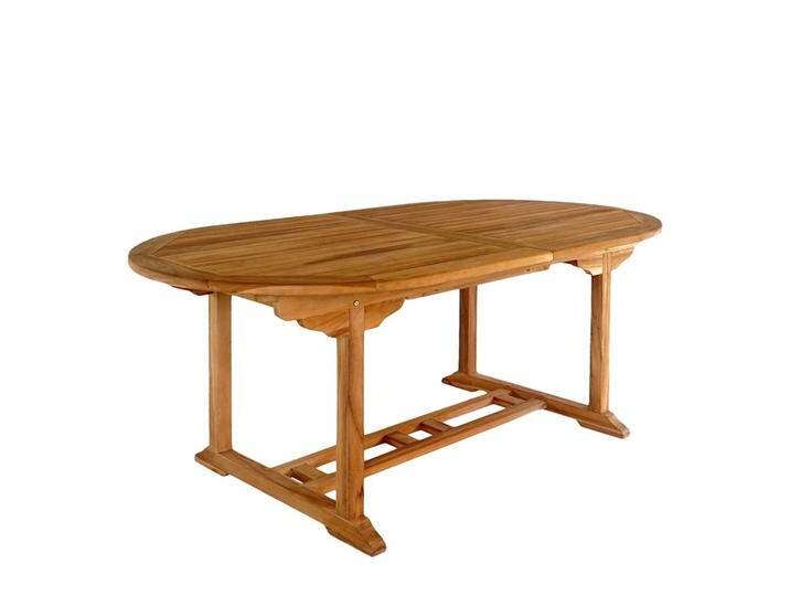 Terrassentisch aus Teak Massivholz ovaler Tischplatte von 4Home