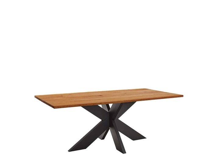 Tisch Esszimmer Zerreiche mit Massivholzplatte Metall Spider Gestell von 4Home