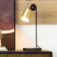 Tischlampe modern in Schwarz und Messingfarben Marmorfuß von 4Home