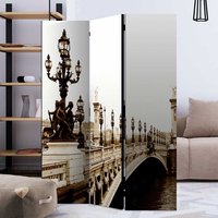 Trennwand Esszimmer mit PARIS Motiv Brücke Creme und Schwarz von 4Home