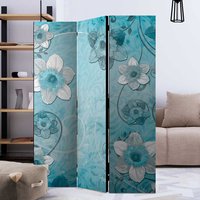 Trennwand Paravent mit Blumen Motiv Blau von 4Home