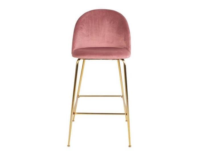 Tresenstühle in Rosa Samt Messingfarben Metall (2er Set) von 4Home