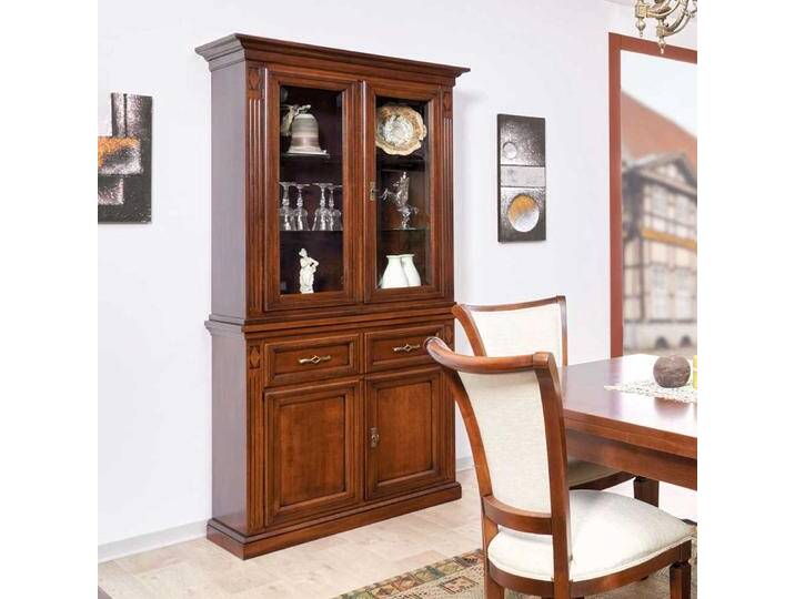 Vitrine Vitrinenschrank in Walnussfarben mit Glastüren von 4Home