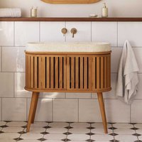 Waschtisch mit Becken aus Teak Massivholz Skandi Design von 4Home