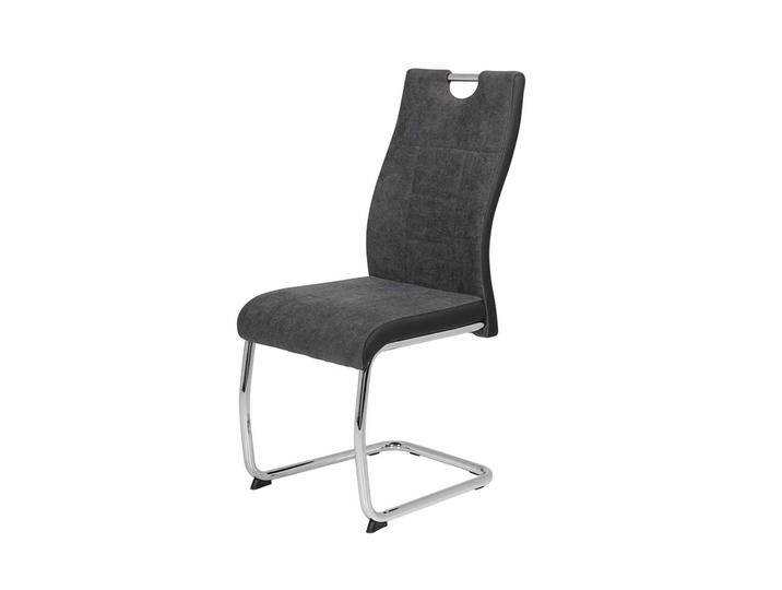 Webstoff Freischwinger in Anthrazit verchromtem Metallgestell (Set) von 4Home