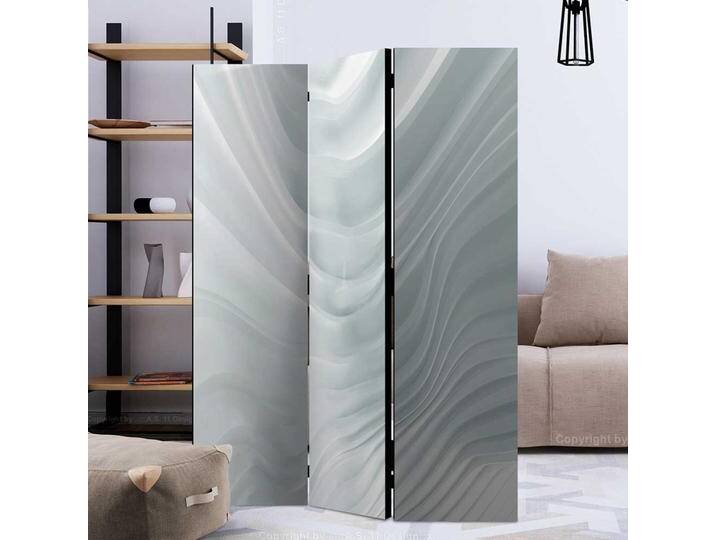 Weißer Paravent mit abstraktem Wellen Muster Leinwand Füllung Weißer Paravent mit abstraktem Wellen Muster Leinwand Füllung von 4Home