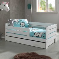 Weißes Kinderbett mit Rausfallschutz Liegefläche 70x140 von 4Home