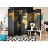 Weltkarte Raumteiler in Braun und Grau 225 cm breit von 4Home