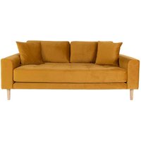 Wohnzimmer Couch in Gelb Samt Eichefarben von 4Home