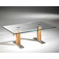 Wohnzimmer Couchtisch aus Glas Eiche massiv von 4Home