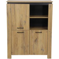 Wohnzimmer Schrank Highboard in Zinneichefarben Schwarz von 4Home