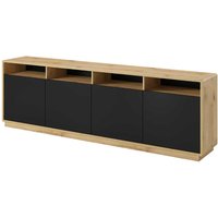 Wohnzimmer Sideboard in Wildeichefarben und Schwarz 75 cm hoch von 4Home