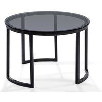 Wohnzimmer Tisch mit runder Rauchglasplatte 80 cm breit von 4Home