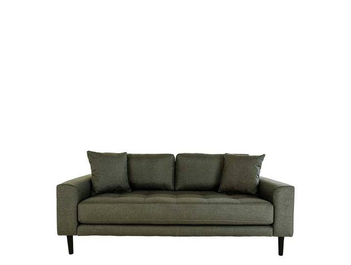 Wohnzimmercouch in Oliv Grün und Schwarz Vierfußgestell aus Holz von 4Home