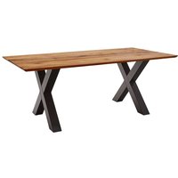 X Gestell Tisch mit Massivholzplatte Zerreiche von 4Home