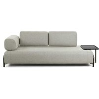 Zweier Sofa in Beige Stoff abnehmbarerem Stecktisch von 4Home