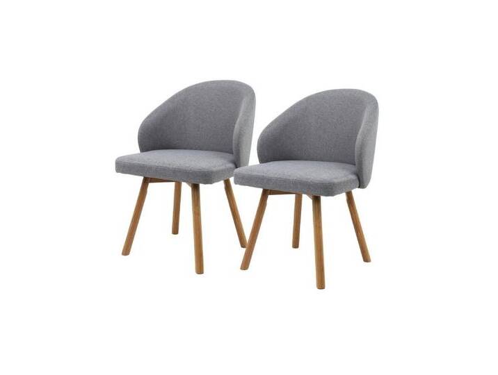 holz4home® Esszimmerstuhl 2er Set Wohnzimmerstuhl I Stuhl Gepolstert mit Beinen aus Eichenholz, grau, Hellgrau von 4Home