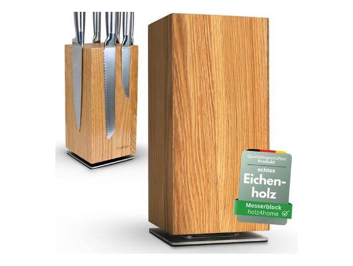 holz4home® Magnet-Messerblock aus Eichenholz I 360° drehbarer Messerhalter aus Holz Küchenhelfer, Drehbar von 4Home