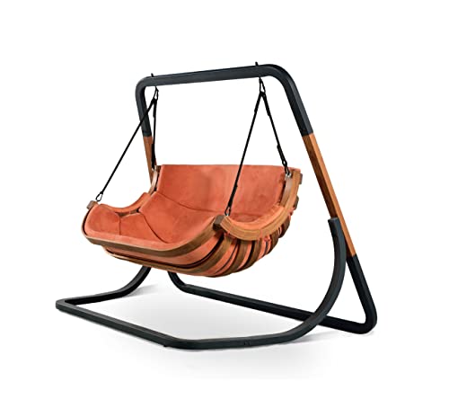 4IQ Outdoor Hängesessel mit Gestell 183x86x17 cm - Hängestuhl Outdoor Wetterfest mit Kissen - Hanging Chair 2 Personen - Hängesitz mit Ständer - Hänge Sessel Garten von 4IQ Group