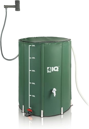 4IQ Group Faltbare Regentonne 500 Liter - Regenfass mit Oberem Wasserhahn und Unterem Ablauf - Regentank Garten - Regenwasserbehälter Wetterfest von 4IQ Group