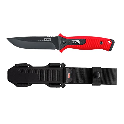 4K5 Tools Arbeitsmesser TK 200 (Klingenlänge 120 mm, schwarze Beschichtung, Messer mit Kunststoff-Scheide Rot, Schwarz) von Umarex