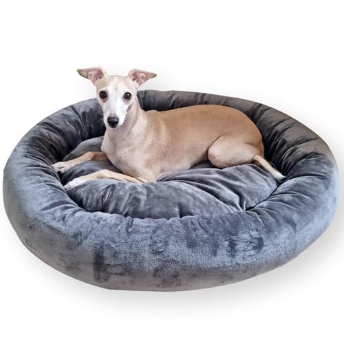 4L Textil Buzzy Weiches Hundebett Grau Hundekörbchen Hundekorb kleine Hunde Hundekissen waschbar Katzensofa Katzenbett Katzenkörbchen (75x65 cm, Graphit) von 4L Textil