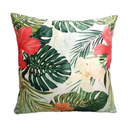 4L Textil Dekokissen 40x40 Garten Kissen Gartenbankauflage Hollywoodschaukeln Bankauflage Bankkissen (Kissen(40x40 cm), Blumen Grün) von 4L Textil