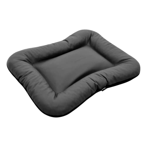 4L Textil Ella Hundebett mittelgroße Hunde Kunstleder Wasserfestes Hundebett Hundekissen Kunstleder Hundematratze (90x70 cm, Graphit) von 4L Textil