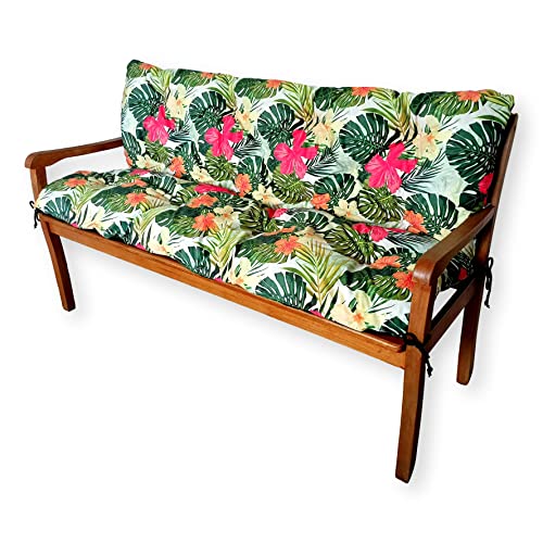 4L Textil Gartenbankauflage Hollywoodschaukel Auflage Bankauflage Outdoor Sitzkissen Bank Gartenbank Auflage Bankkissen Sitzauflage Bank Sitzpolster Bank (180x60x50 cm, Blumen Grün) von 4L Textil