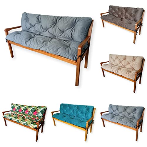 4L Textil Gartenbankauflage Hollywoodschaukel Auflage Bankauflage Outdoor Sitzkissen Bank Gartenbank Auflage Bankkissen Sitzauflage Bank Grau (150x60x50 cm, Grau) von 4L Textil