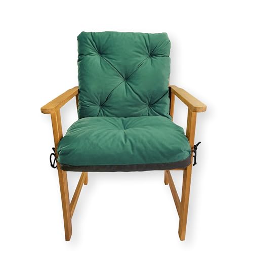 4L Textil Hochlehner Auflagen Gartenstuhlauflagen Sitzauflagen Hochlehner Auflagen Niedriglehner Gartenstuhl Auflage Sitzkissen Polsterauflage (Hochlehner(50x70x50 cm), Grün) von 4L Textil