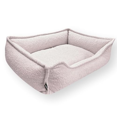 4L Textil Kuscheliges Hundebett aus Bouclé Leo Premium-LINE orthopädisches Hundekörbchen Hundekissen flauschig Hundesofa für mittelgroße Hunde mit Memory Foam(Rosa,80x60 cm) von 4L Textil