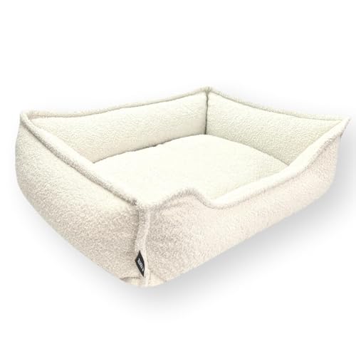 4L Textil Kuscheliges Hundebett aus Bouclé Leo Premium-LINE orthopädisches Hundekörbchen Hundekissenfür kleine Hunde flauschig Hundesofa mit Memory Foam(Beige,60x40 cm) von 4L Textil
