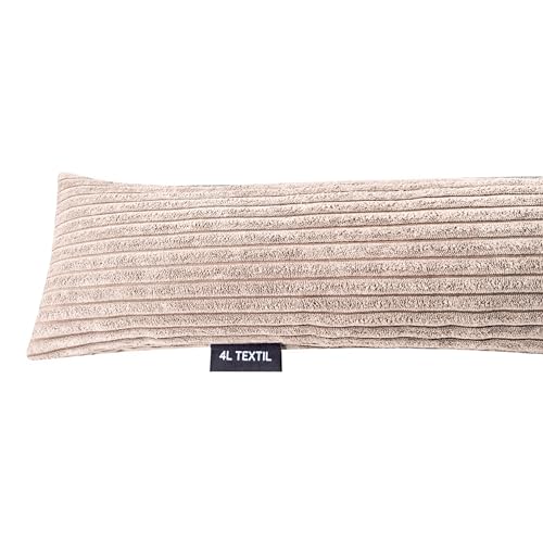 4L Textil Zugluftstopper Cord Durchzugstopper Windstopper für Türen und Fenster Luftzugstopper für Tür Türschlange Türrolle 100 cm Beige (Stripes 03, 100 cm) von 4L Textil