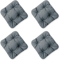 4L Textil 4Er Set Stuhlkissen Mit Bändern Kissen Wetterfest Gartenstuhlauflagen Uv-Beständig Sitzkissen Outdoor Dunkelgrau von 4LTextil