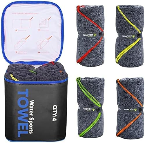 4Monster 4er Pack Mikrofaser Handtücher für Camping, Wandern, Reisen, Schwimmen von 4Monster