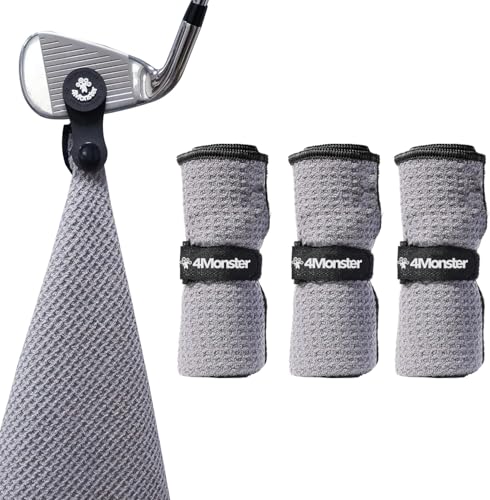 4Monster Golf Handtuch aus Waffelmikrofaser-Ultra saugfähig schnell trocknend, mit hochwertigem Magnet für Golfschläger Leichtes Sport Reisetuch für Golf, Fitness, Sauna von 4Monster