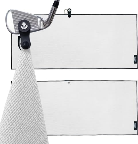 4Monster Golf Handtuch aus Waffelmikrofaser-Ultra saugfähig schnell trocknend, mit hochwertigem Magnet für Golfschläger Leichtes Sport Reisetuch für Golf, Fitness, Sauna von 4Monster