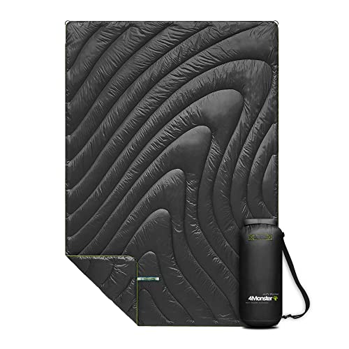 4Monster Kompakte Reisedecke Outdoor Daunendecke für Camping, Ultraleichte Bettdecke Weich für Picknick Outdoor Indoor (Schwarz, L:(127 x 173 cm)) von 4Monster